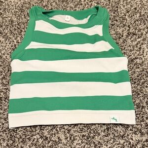 Green and White Striped Tank Top